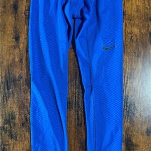 Nike Pro Blue Compression Pants with Black Waistband